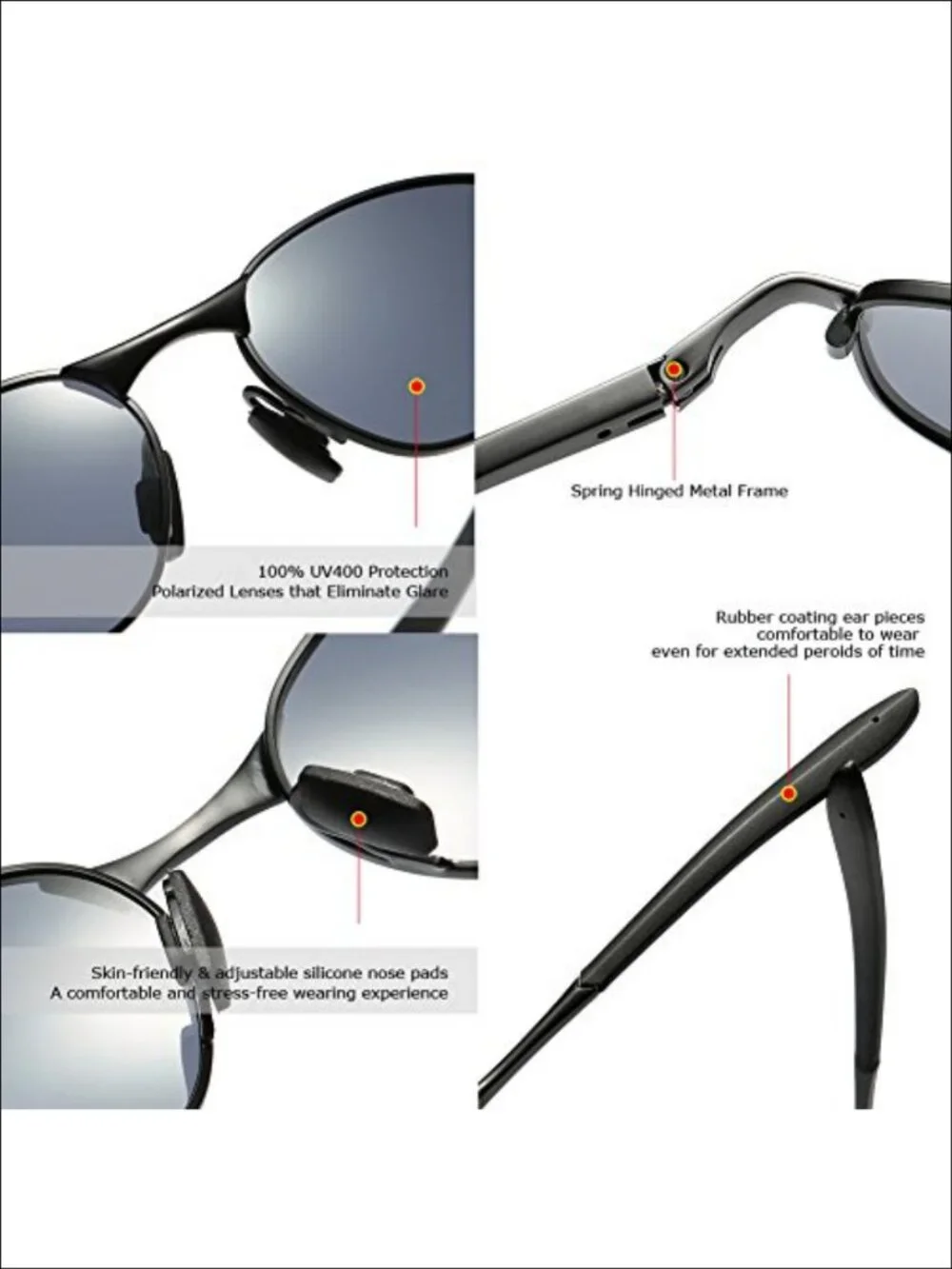 Polarized Sunglasses Small Rectangular Metal Frame UV400 Protection